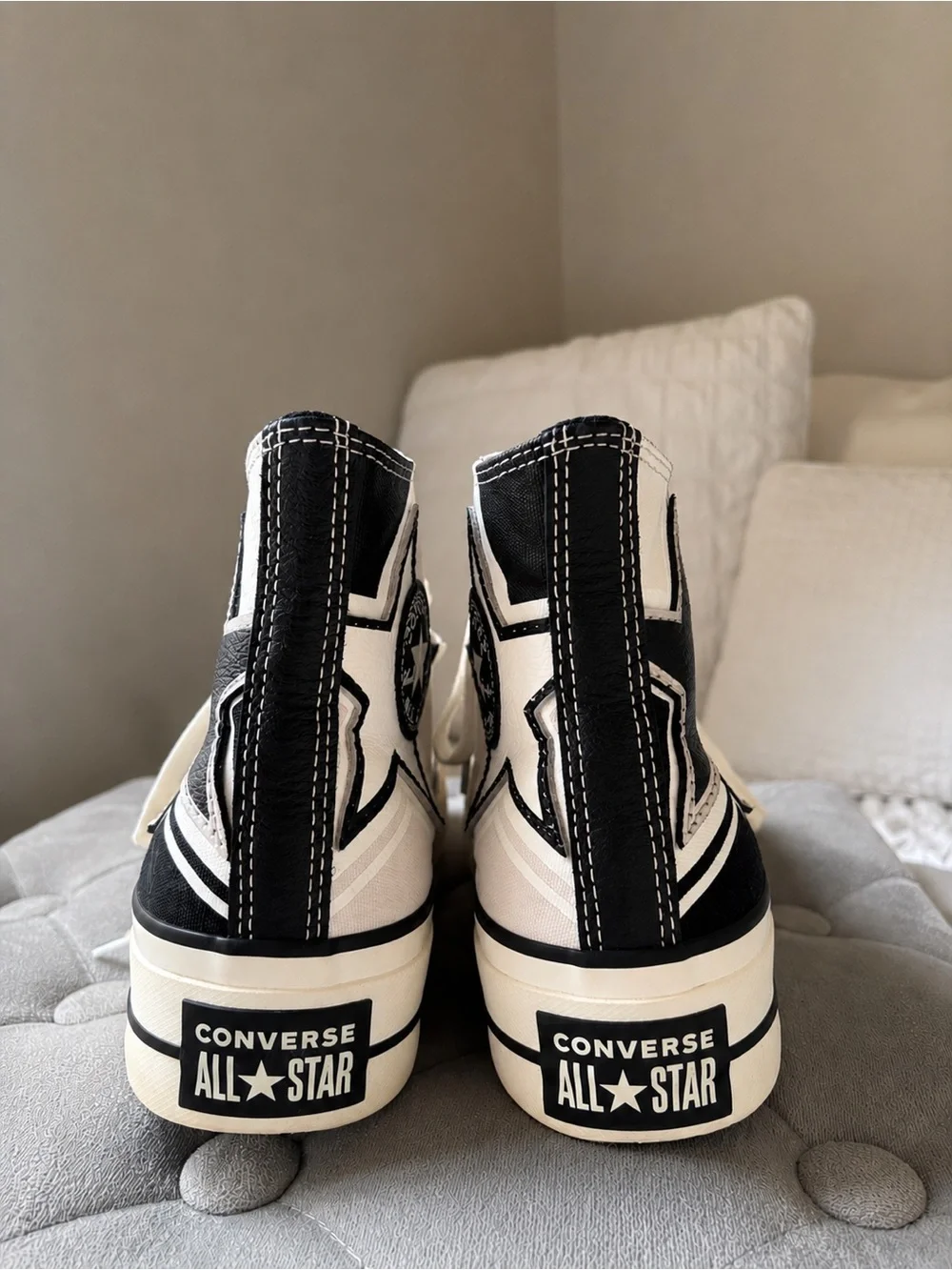 Converse Chuck Taylor All Star Lift Platform Moto “Pale Putty” Rare High Tops - Picture 4 of 6